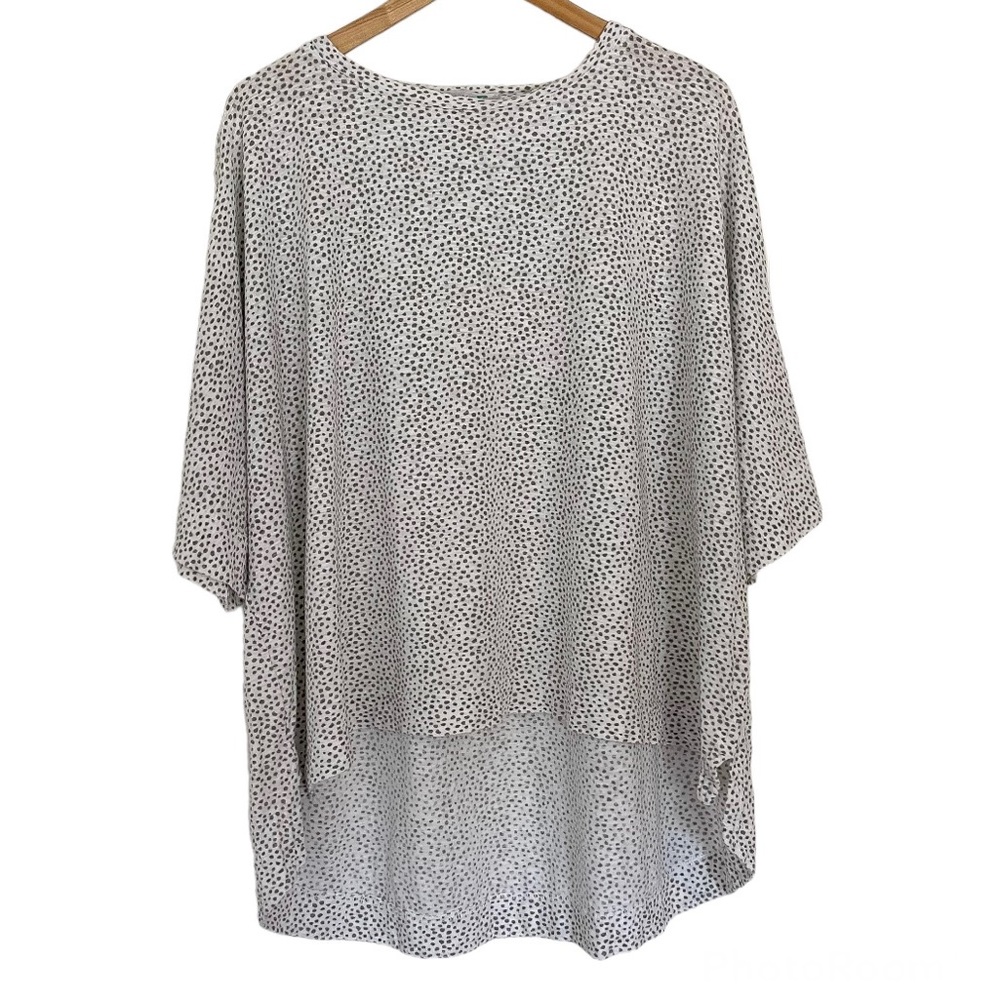 Cut loose Dot Print Oversized High Low Top One Size Cotton Linen Blend